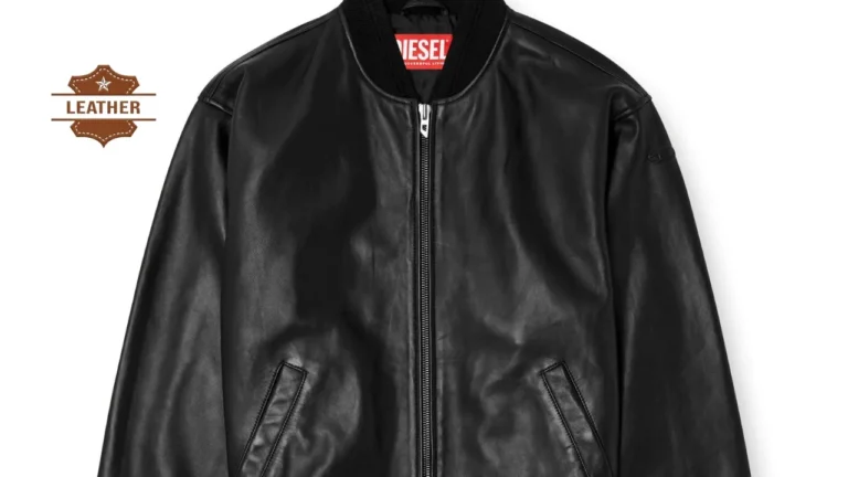 Leather bomber jacket