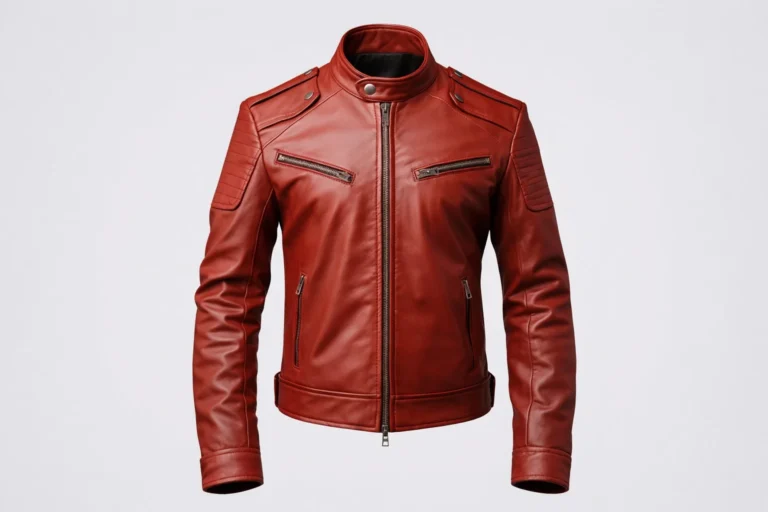 Leather jacket with red