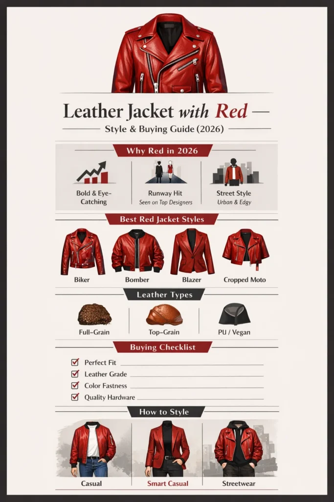 Leather jacket with red