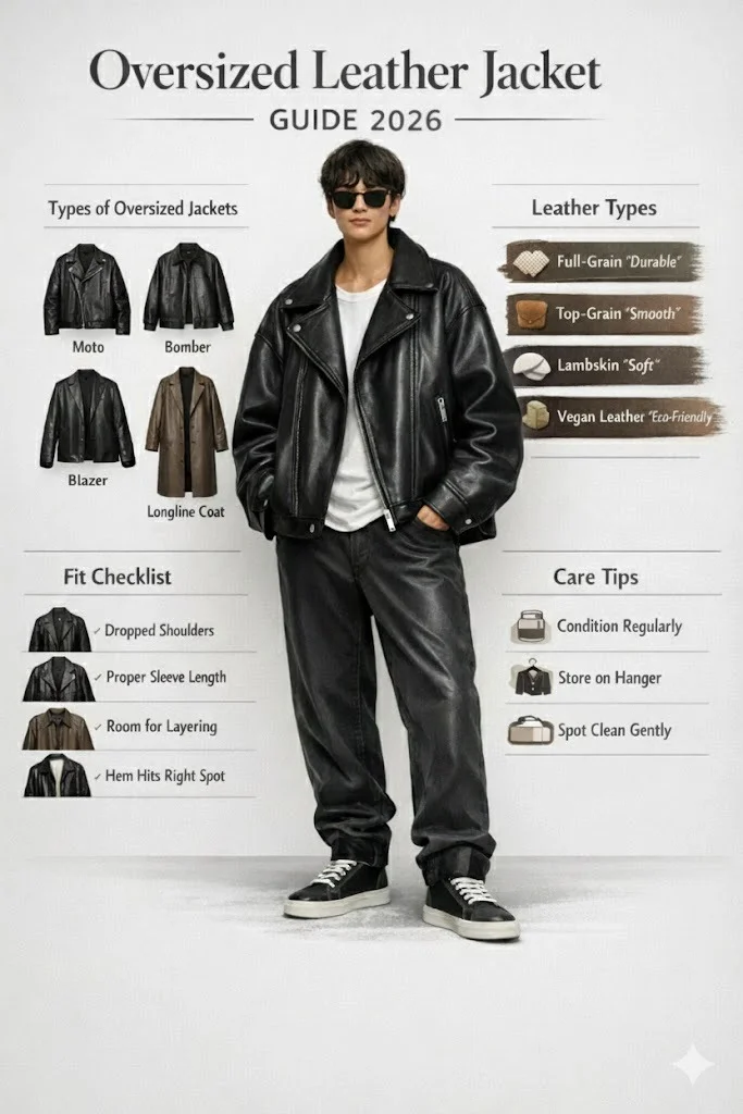 Oversized leather jacket