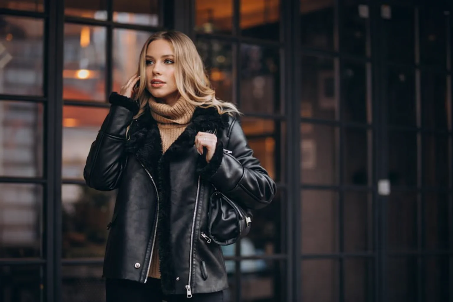 Women leather jacket