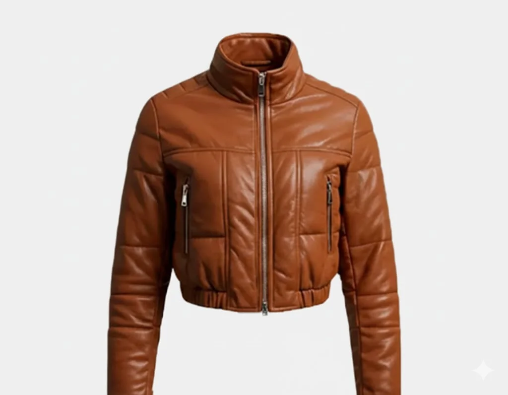 Cropped leather jacket