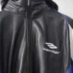 3b logo oversize leather track jacket