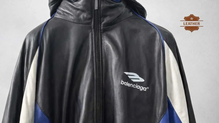 3b logo oversize leather track jacket