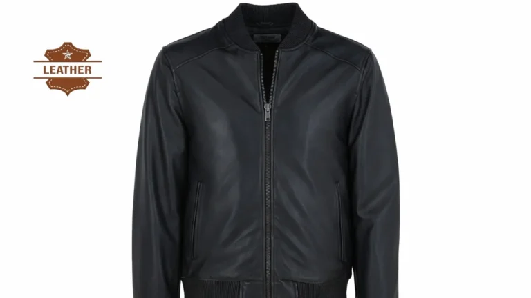 Black leather bomber jacket