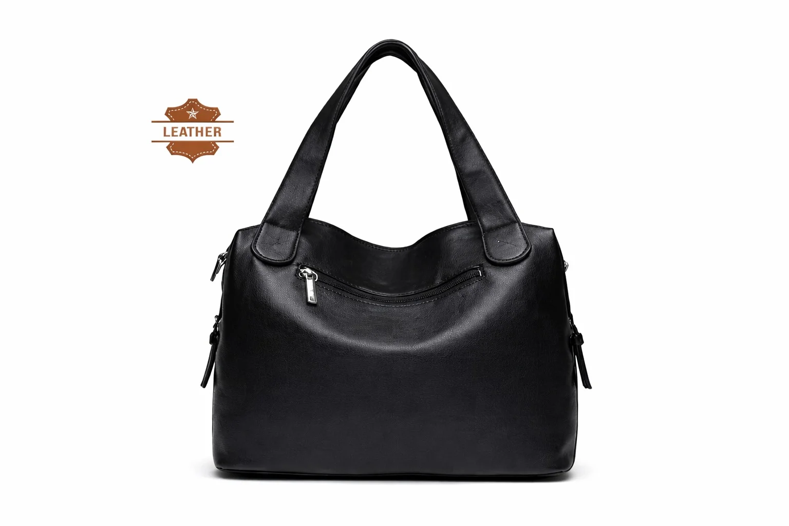 Black leather shoulder bag