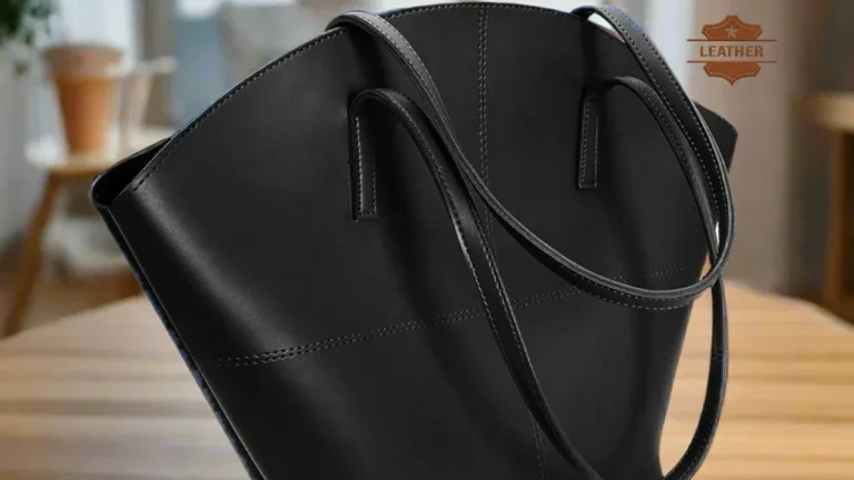 Black leather tote bag