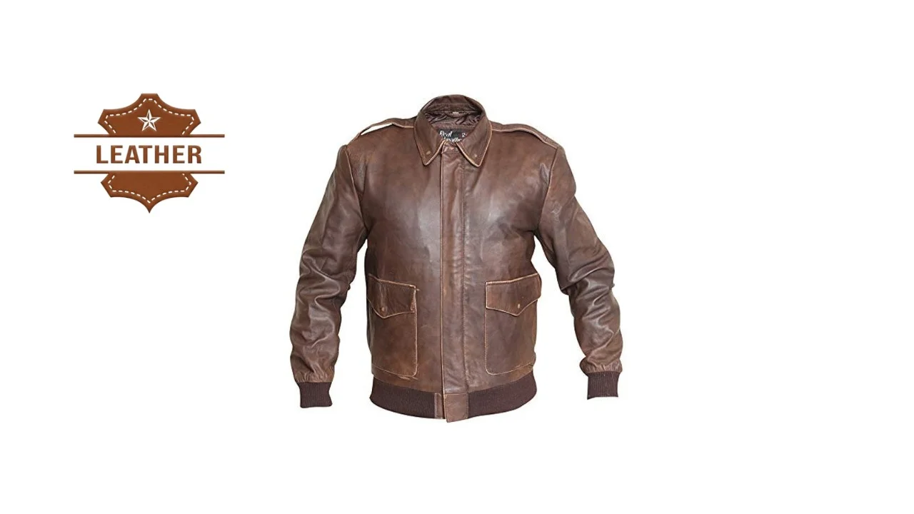 Brown leather aviator jacket