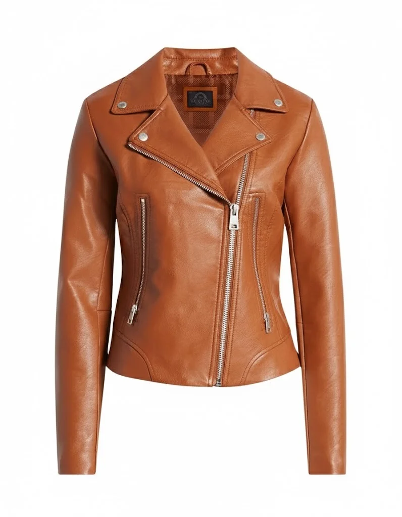 Brown leather jacket women