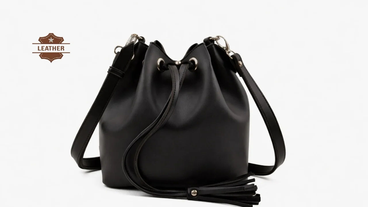 Leather bucket bag