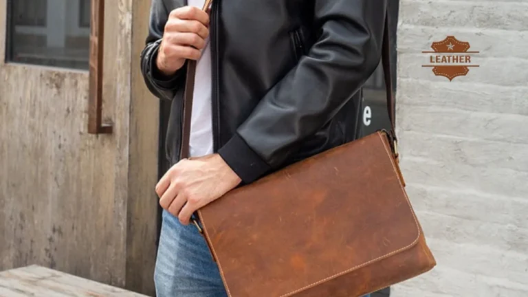 Leather messenger bag for men