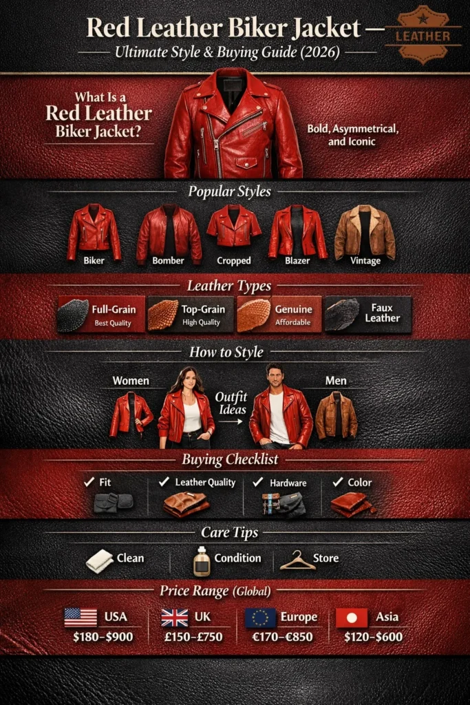 Red leather biker jacket