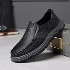 Black leather slip on mens