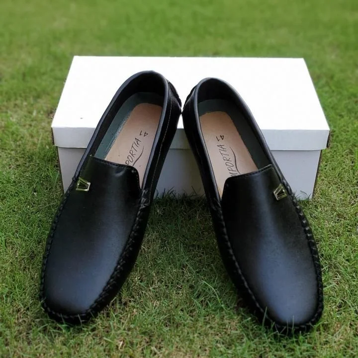 Black loafers mens leather