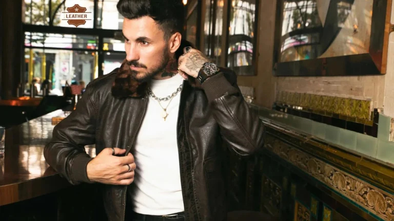 Leather bomber jacket mens