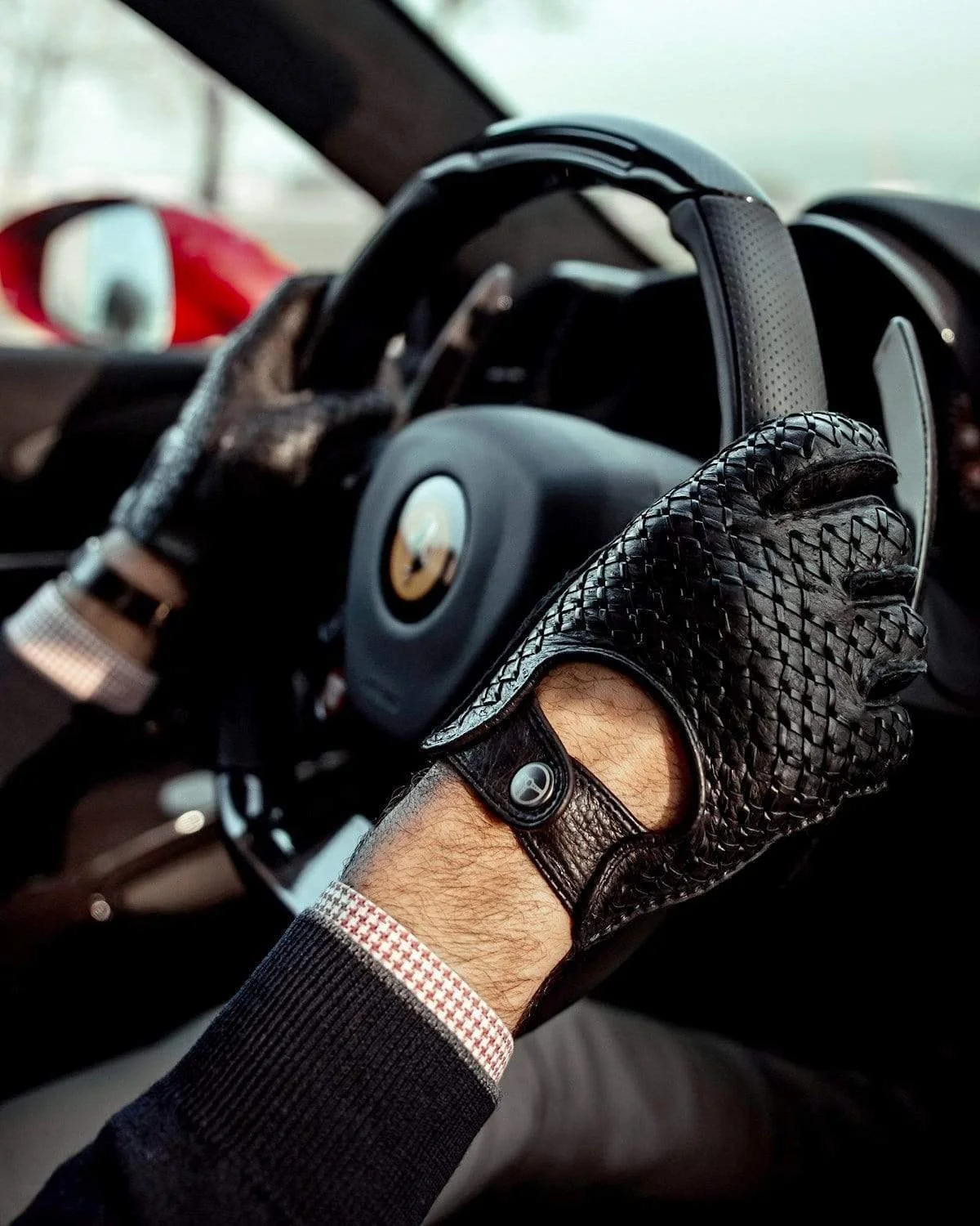 Leather driving gloves men