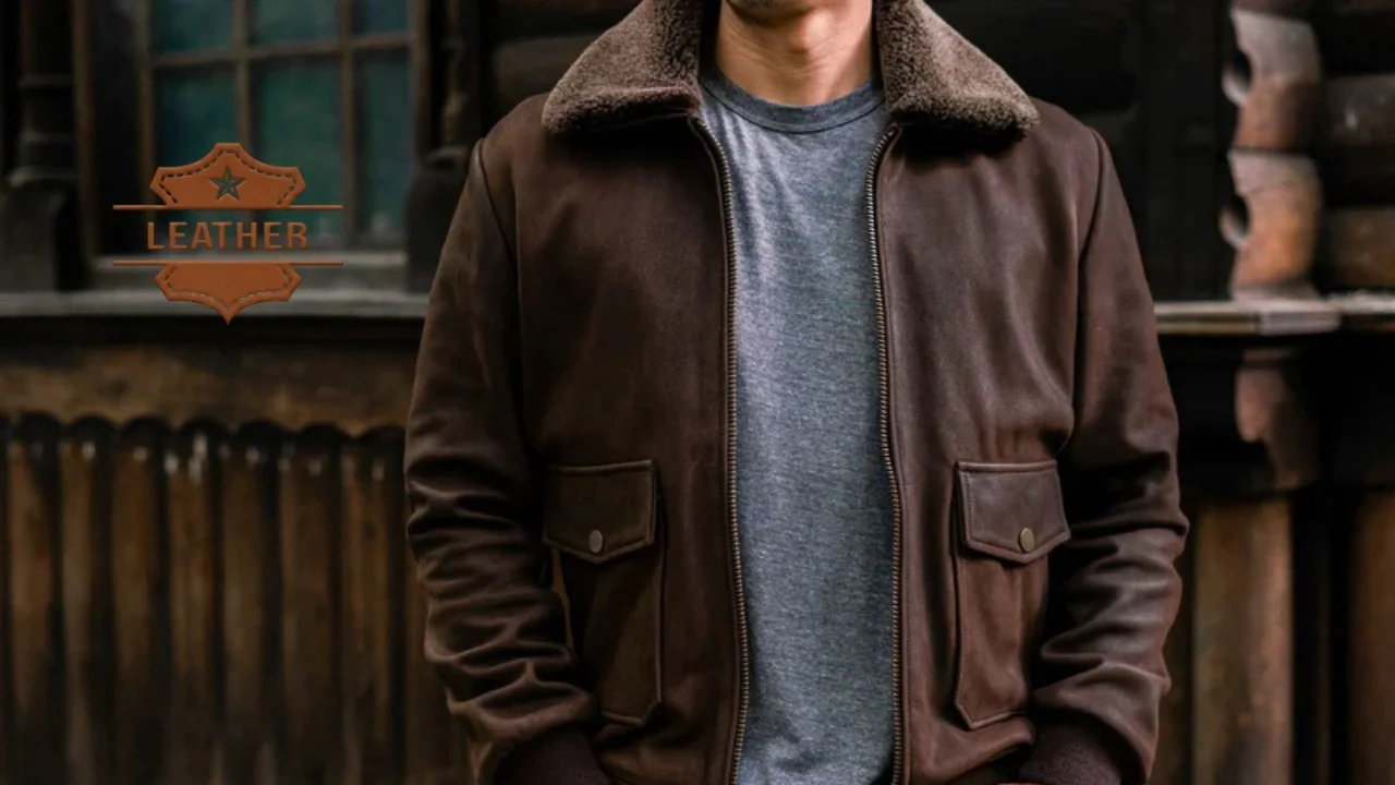 Leather flight jacket