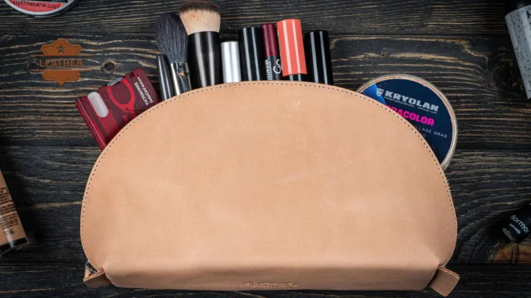 Leather makeup bag