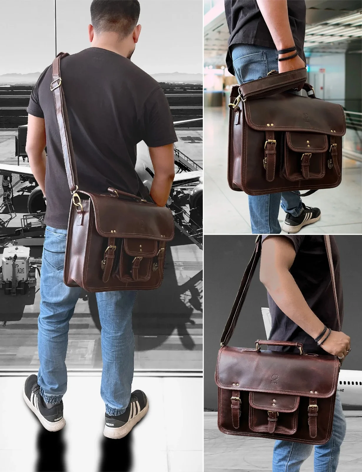 Male leather laptop bag