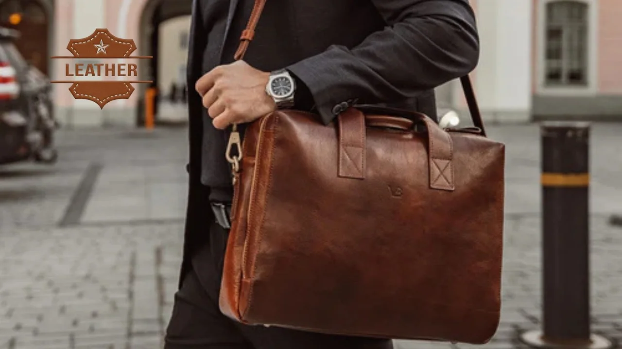 Male leather laptop bag