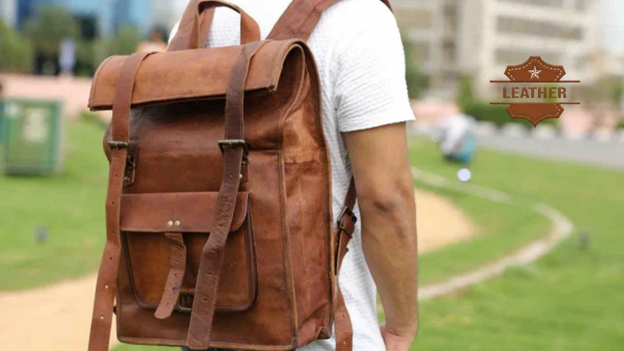 Mens leather backpack