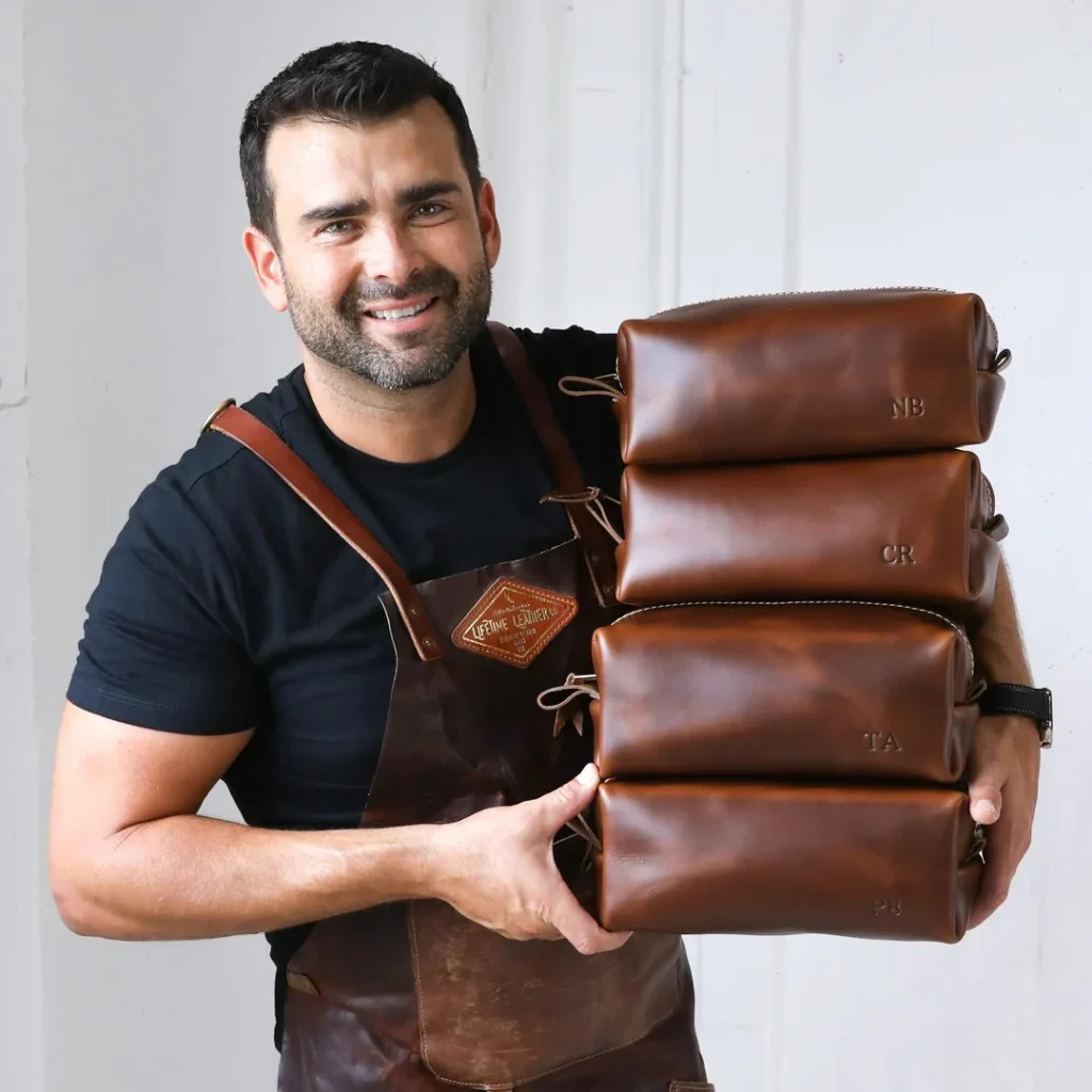 Mens leather dopp bag