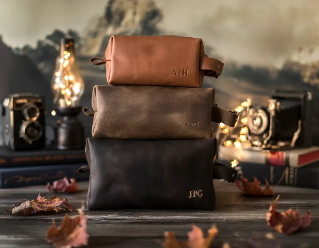 Mens leather dopp bag