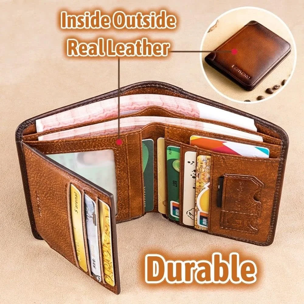 Tri fold mens leather wallets