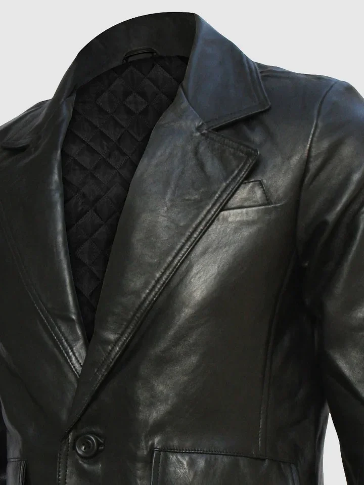 Black mens leather blazer