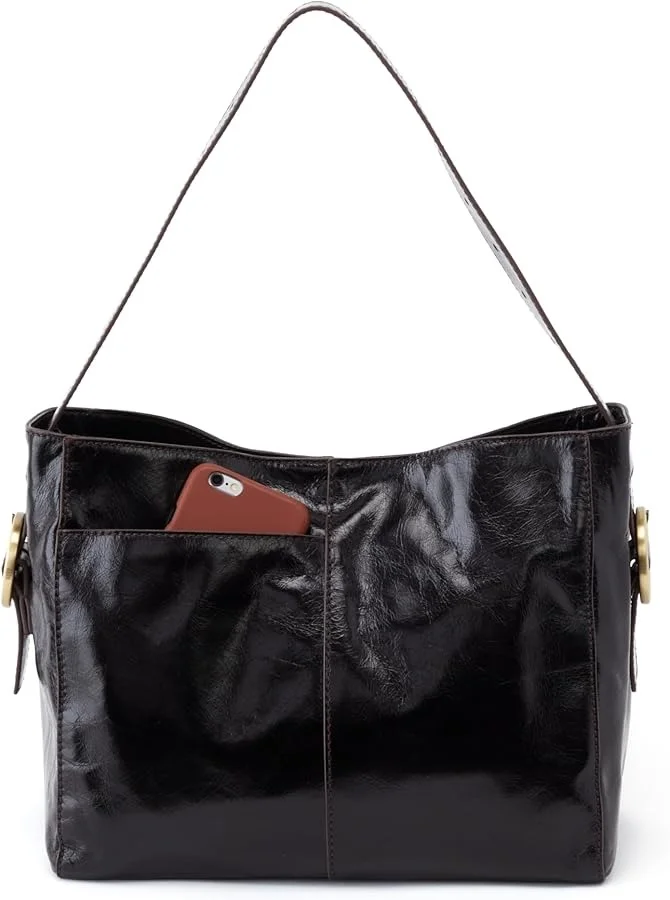 Black leather hobo bag
