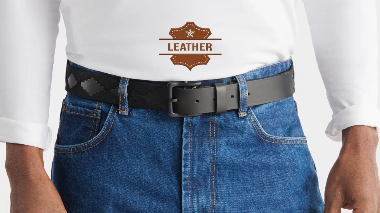 Black men belt leather