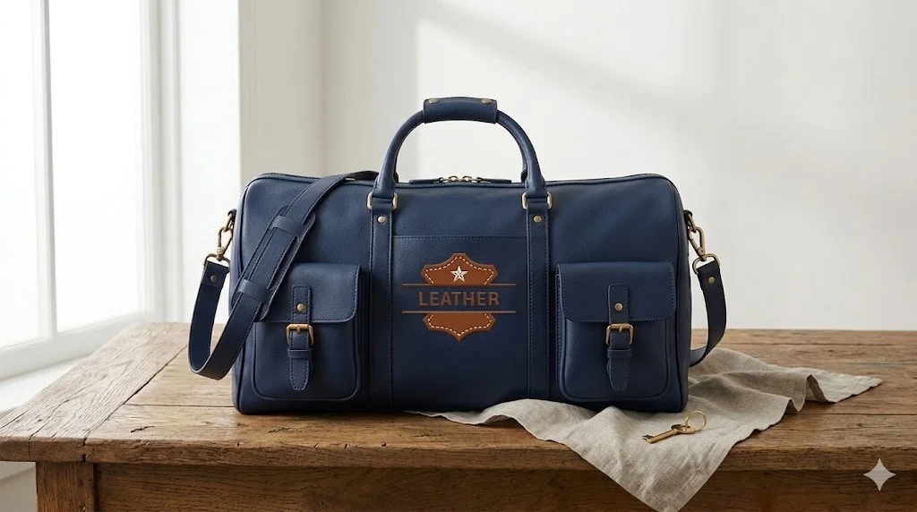 Blue leather bag