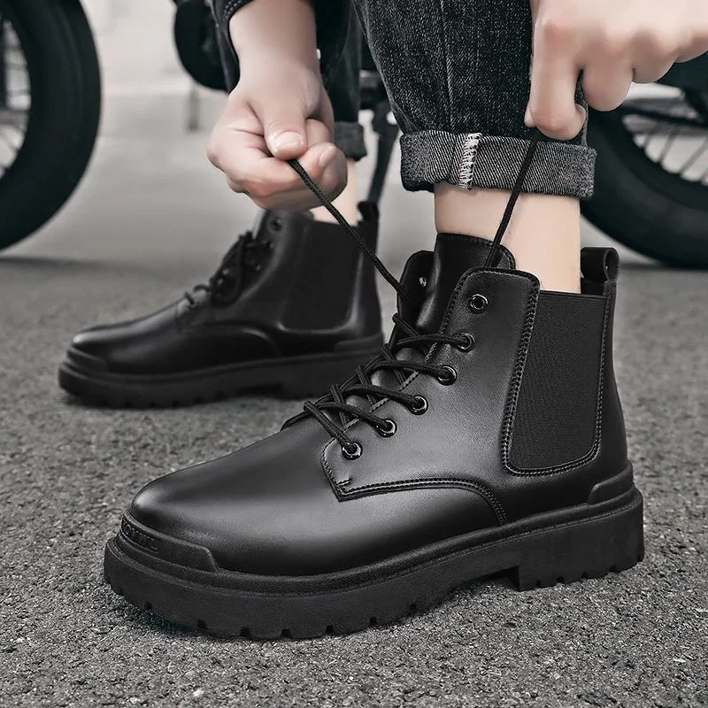 Boots black leather men