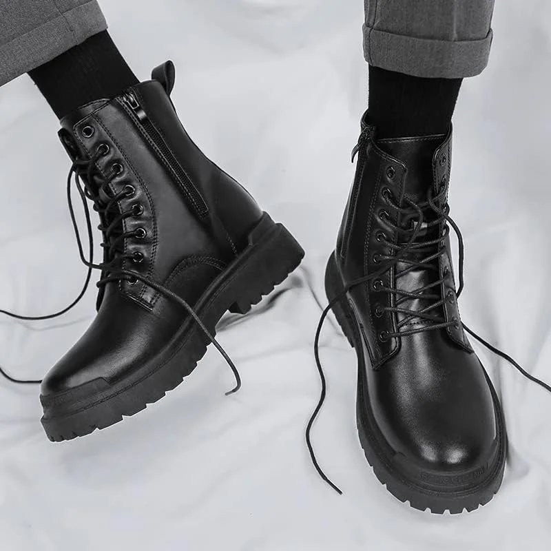 Boots black leather men