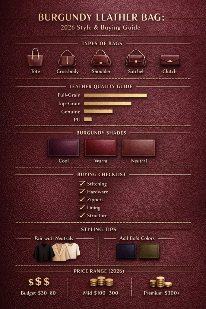 Burgundy leather bag