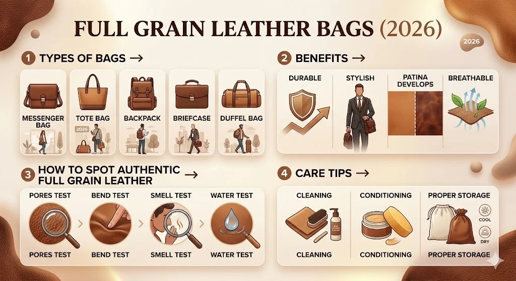 Full grain leather bags