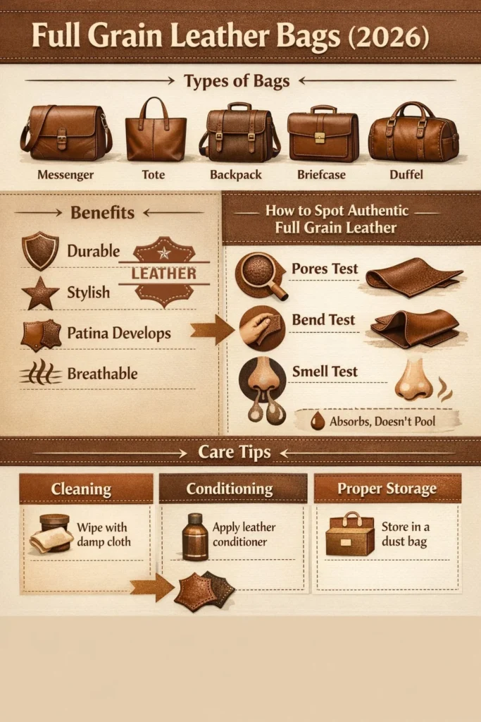 Full grain leather bags