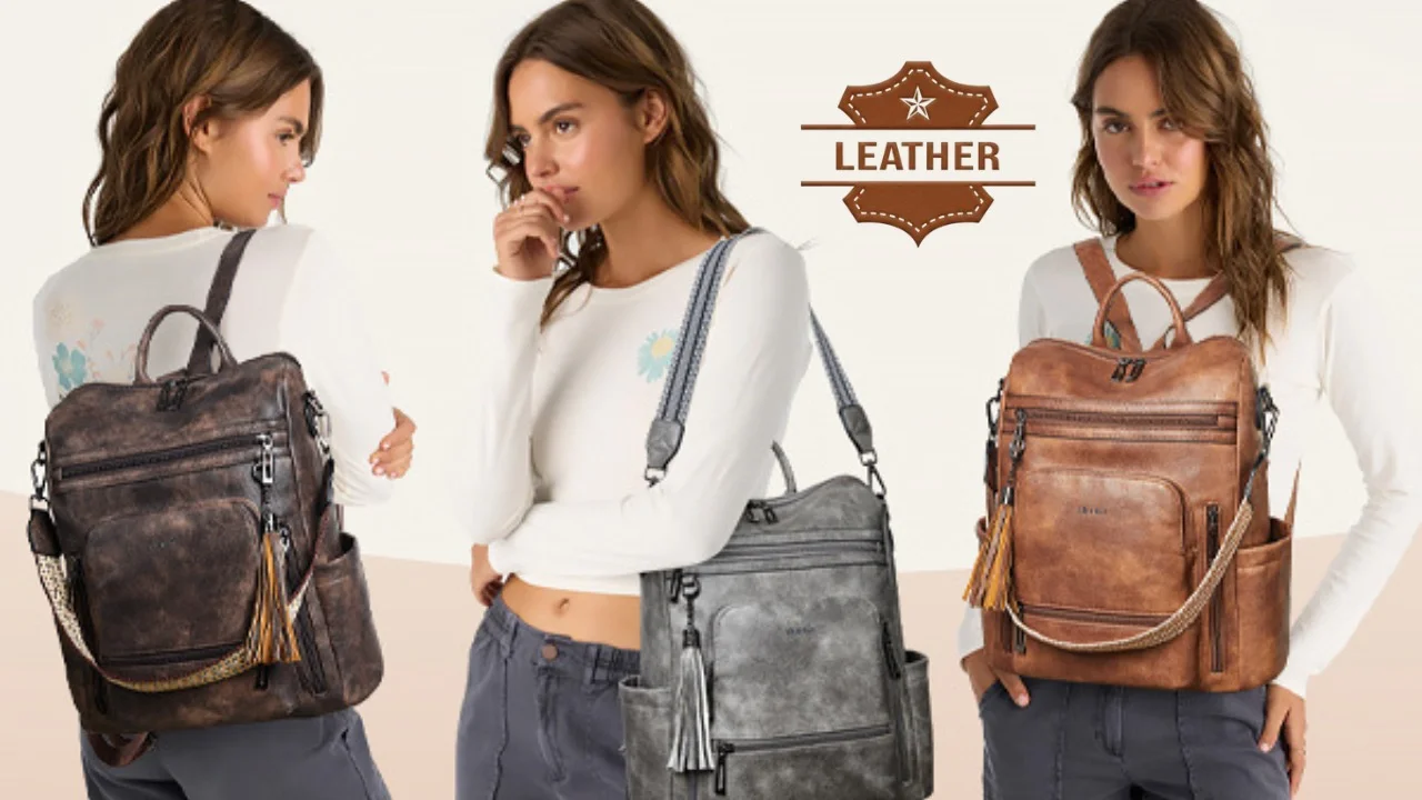 Leather backpack bags for womens