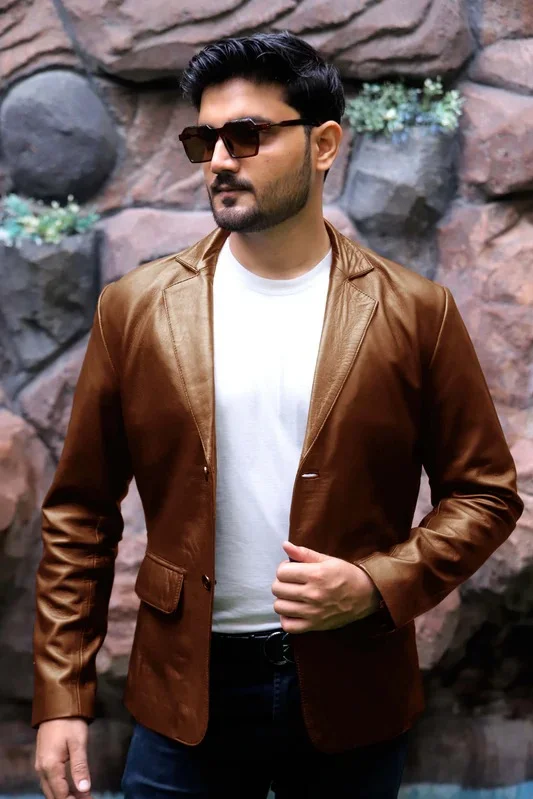 Leather blazer men