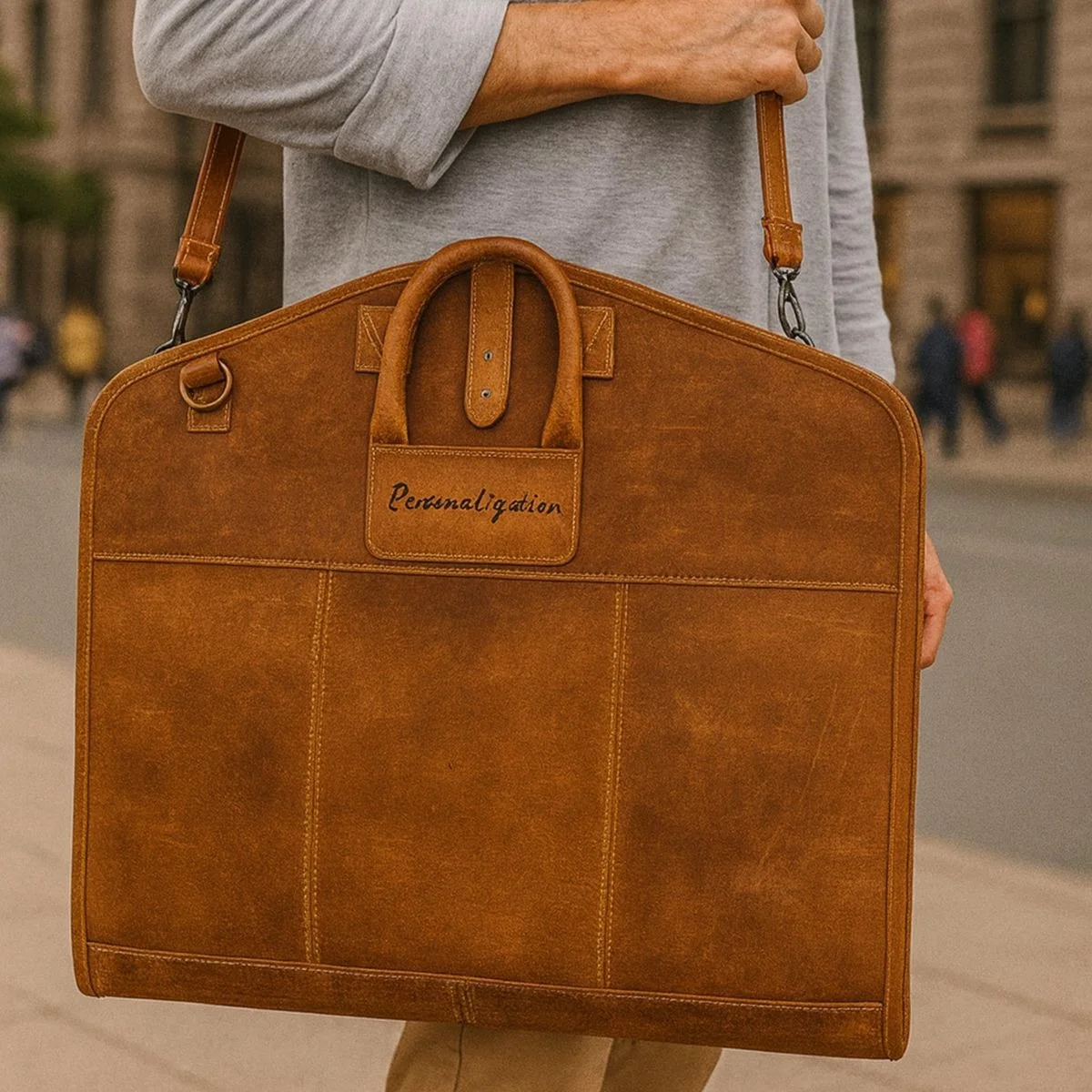 Leather garment bag