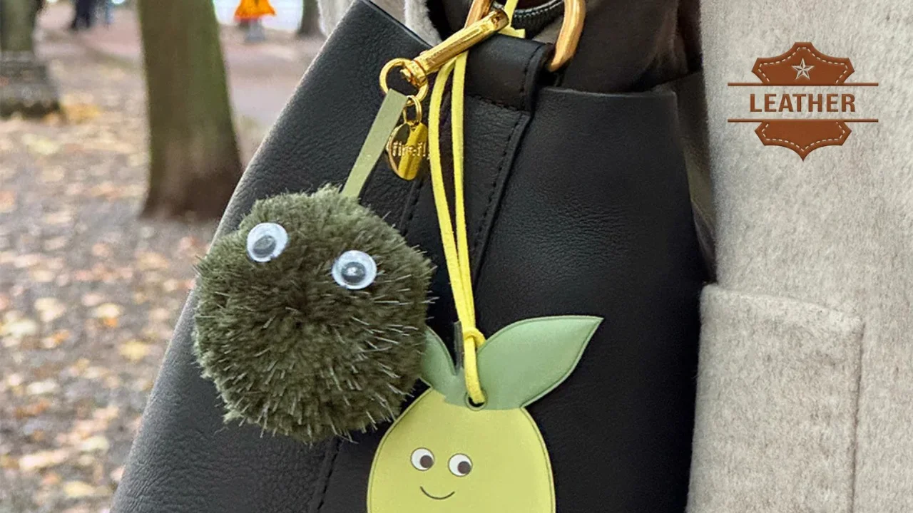 Leather lime slice bag charm