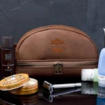 Leather mens toiletry kit