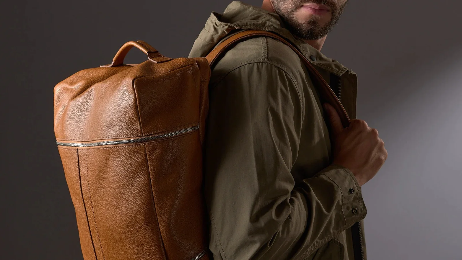 Leather rucksack backpack mens