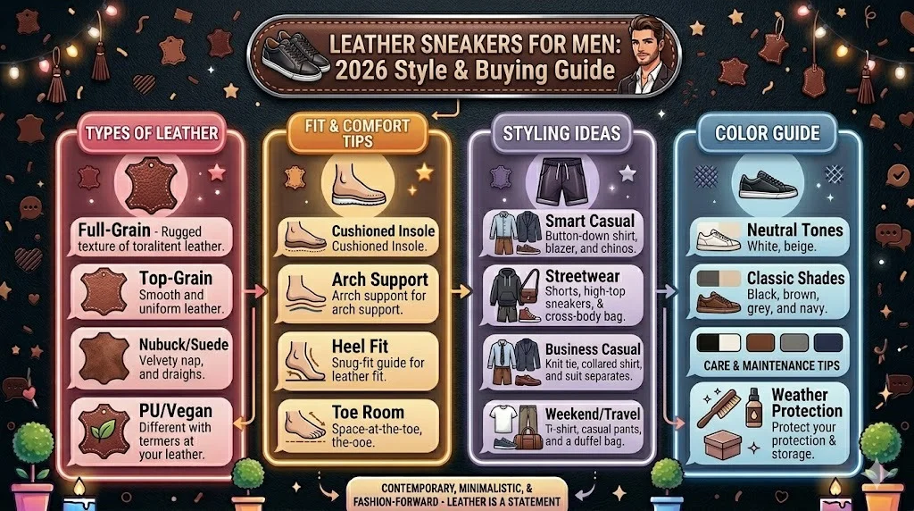 Leather sneakers for men