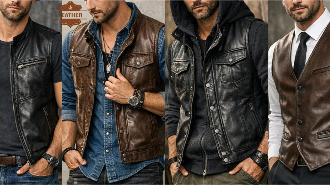 Leather vest for men
