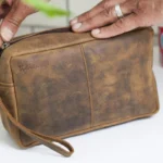 Leather wash bag mens
