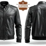 Mens black leather jacket