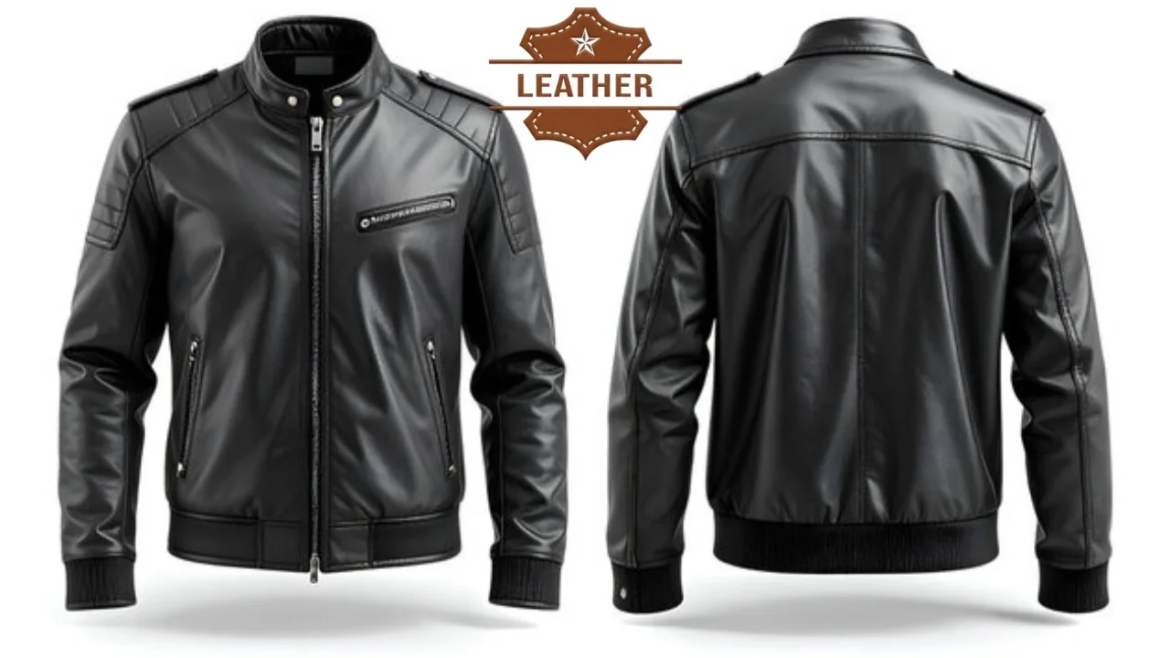 Mens black leather jacket