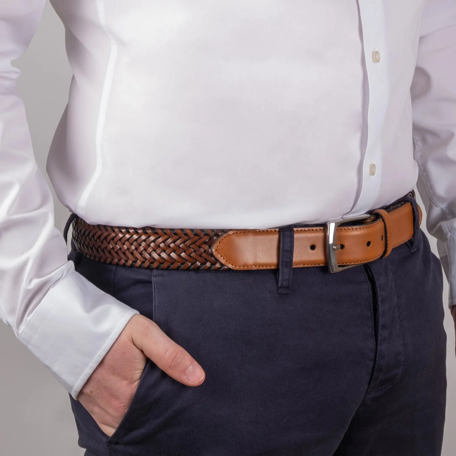 Mens braided leather belt