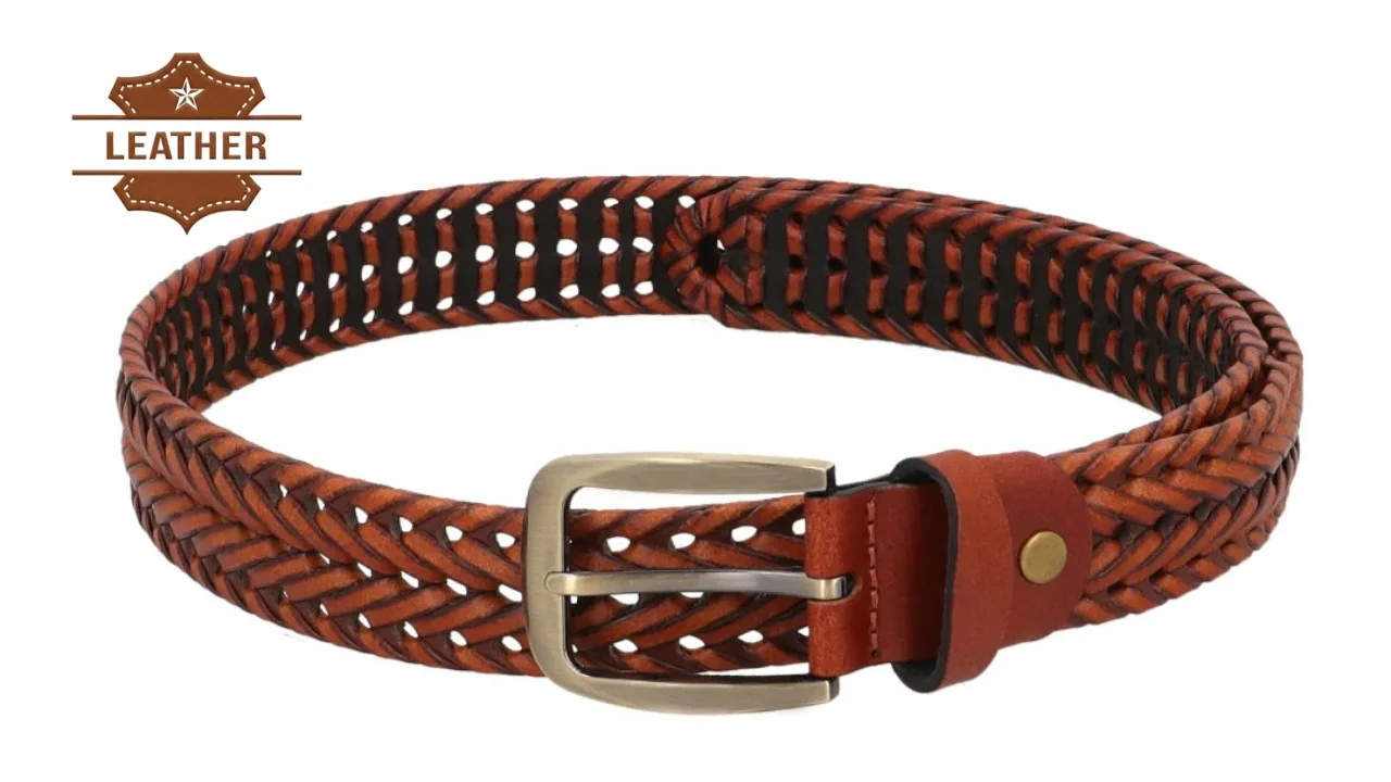 Mens braided leather belt